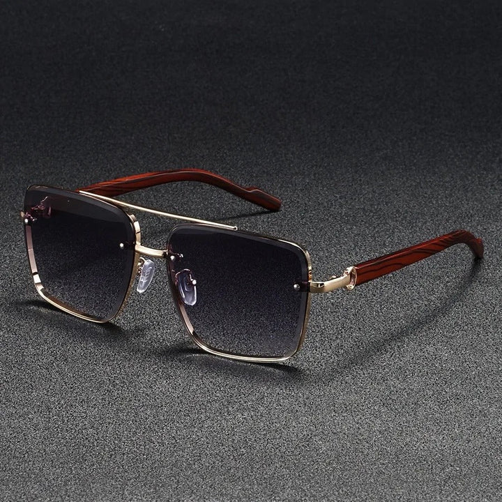 Dalston | Stylish Square Frame Blue Lens Sunglasses With Gold Accents