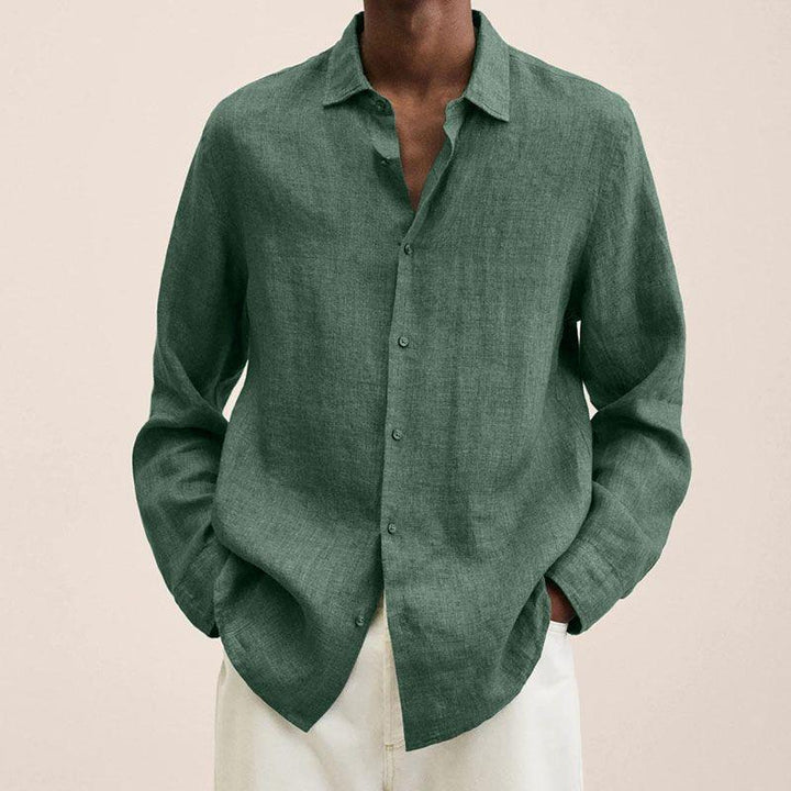 Giovanni | Elegant Men's Long Sleeve Linen Button Up Shirt