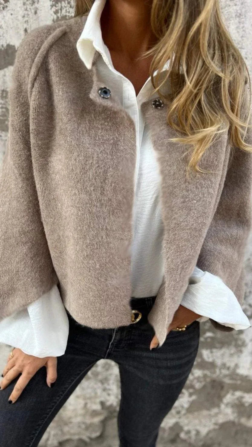 Fallon | Elegant Cropped Wool Coat With Round Neck