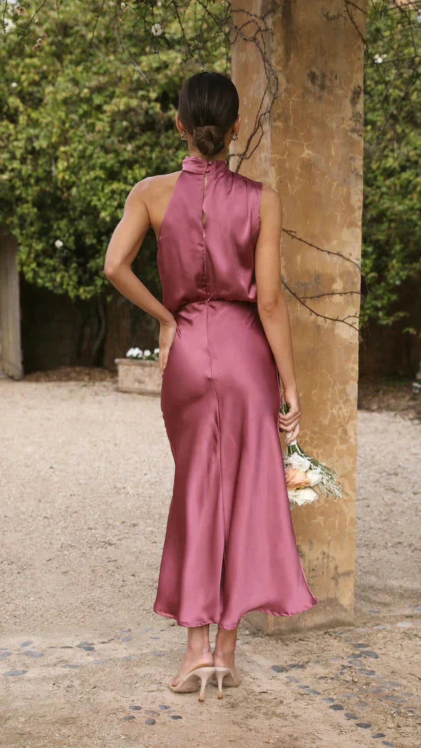 Belle | Elegant Halter Neck Midi Dress