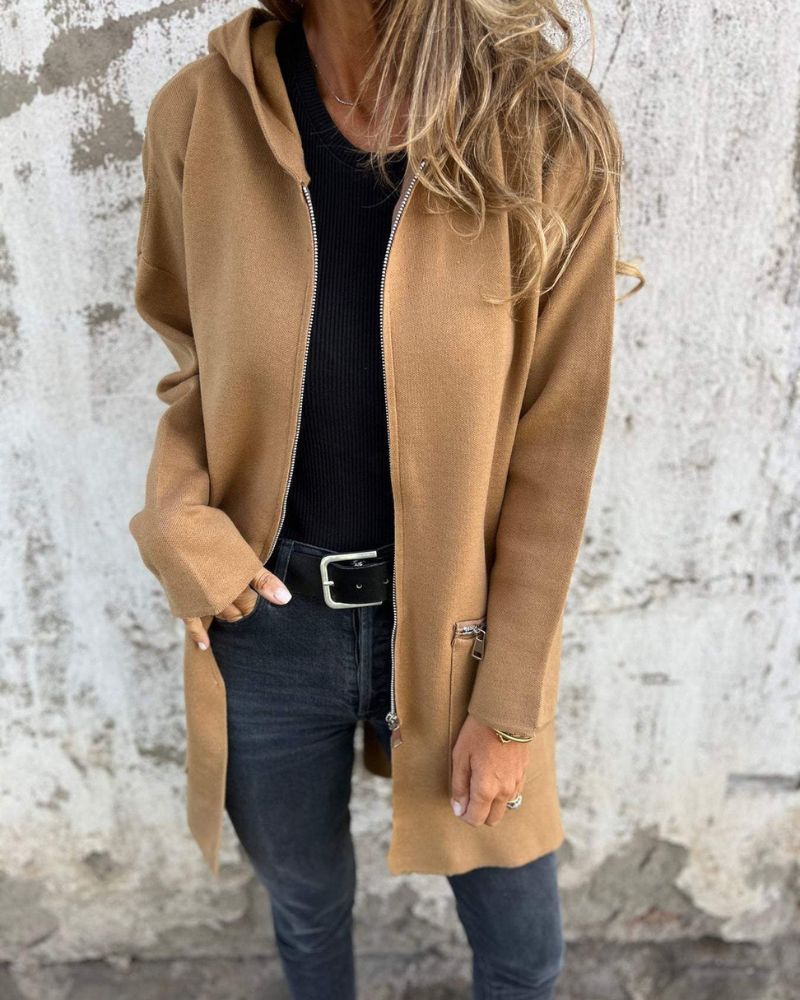 Wren | Stylish Long Sleeve Zip Up Cardigan With Hood