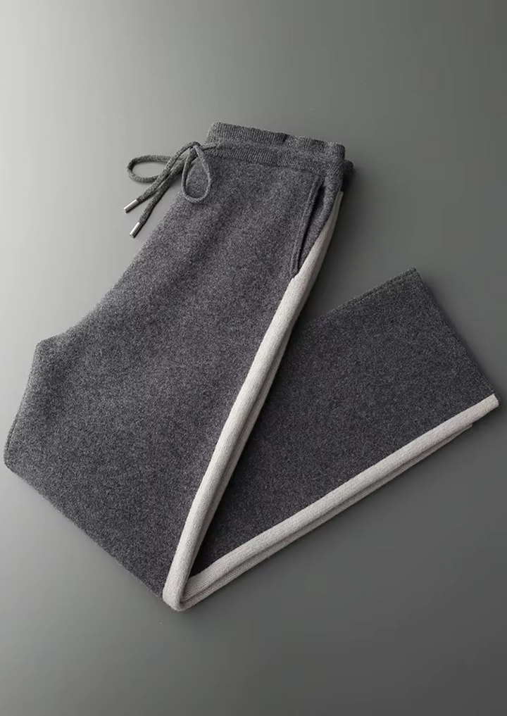 Renee | Elegant Wide Leg Cashmere Trousers With Drawstring
