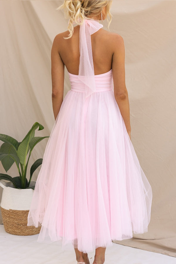 Penelope | Elegant Halter Tulle Maxi Dress