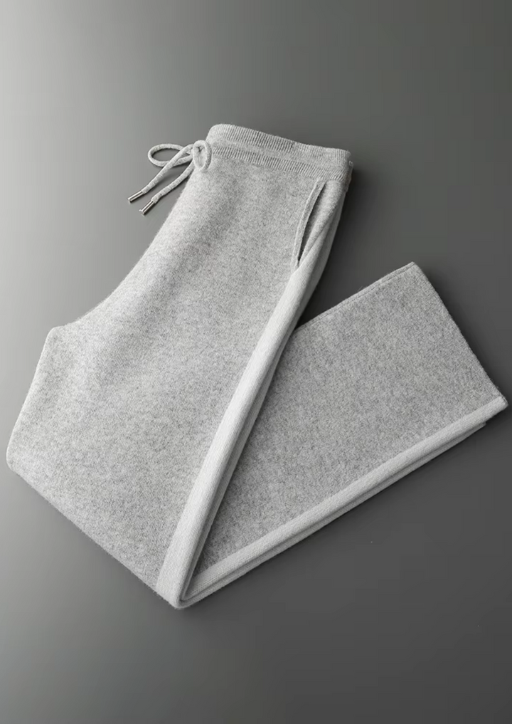 Renee | Elegant Wide Leg Cashmere Trousers With Drawstring