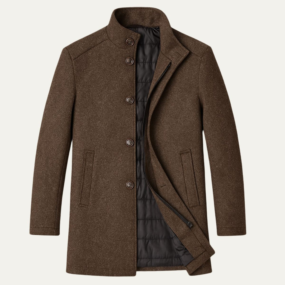 Serena | Elegant Brown Wool Overcoat With Button Front