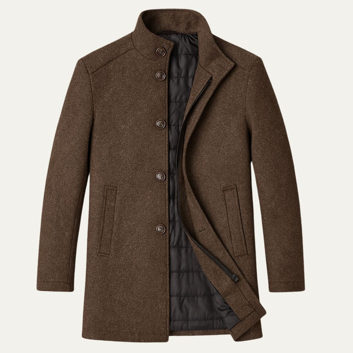 Serena | Elegant Brown Wool Overcoat With Button Front