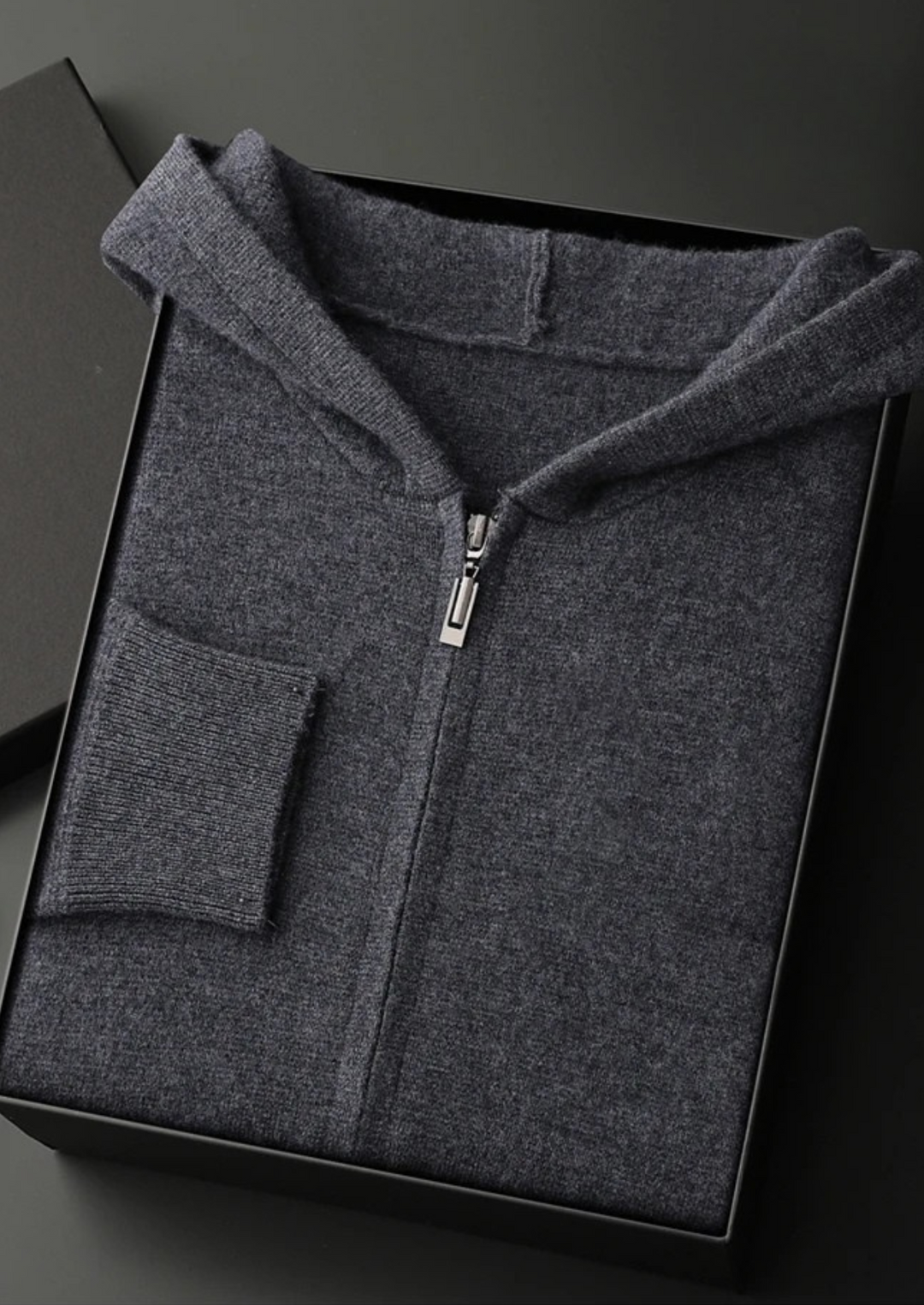 Tobias | Premium Cashmere Zip Up Hoodie Men - Charcoal