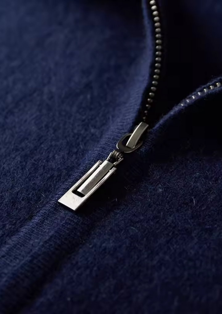 Damien | Luxury Cashmere Tracksuit Set - Navy Zip-Up Hoodie