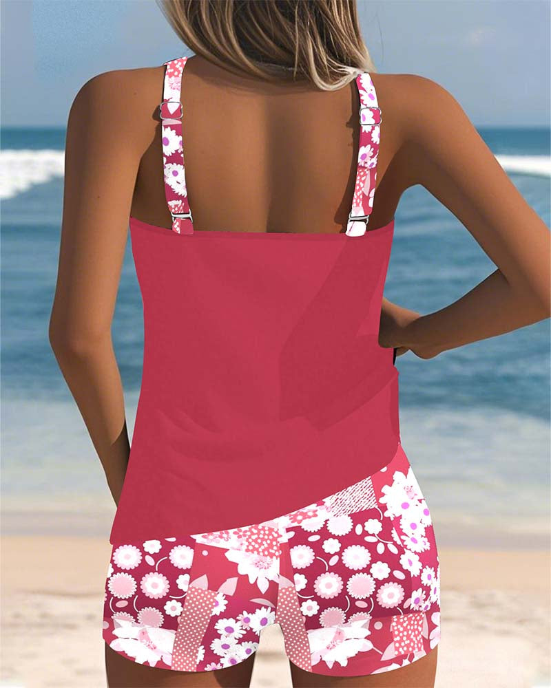 Fern | Stylish Floral Print Tankini Set With Swim Shorts