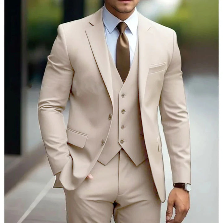 Men's Three-Piece Formal Suit With Slim Fit Design And Waistcoat