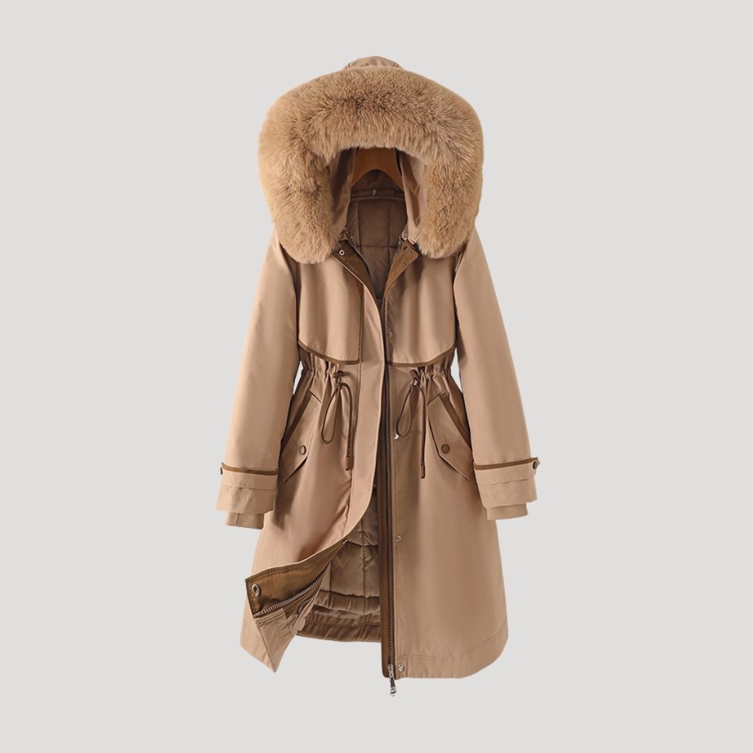 Faye | Elegant Long Waterproof Faux Fur Hood Winter Parka Coat