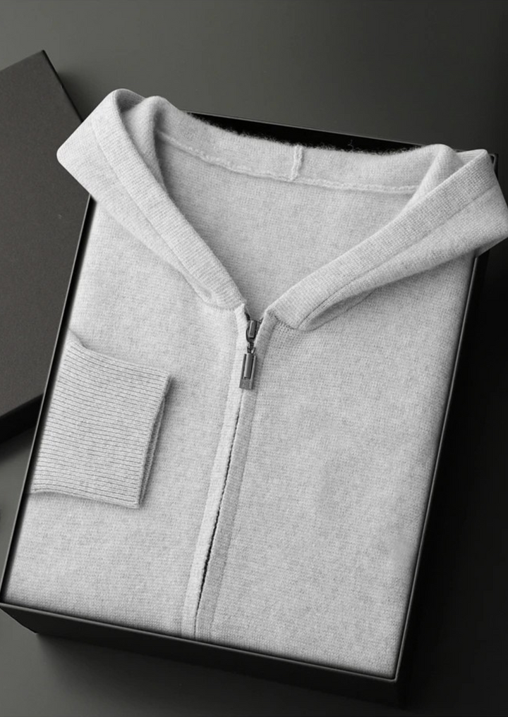Tobias | Premium Cashmere Zip Up Hoodie Men - Charcoal