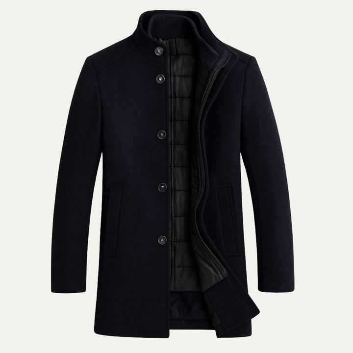 Serena | Elegant Brown Wool Overcoat With Button Front
