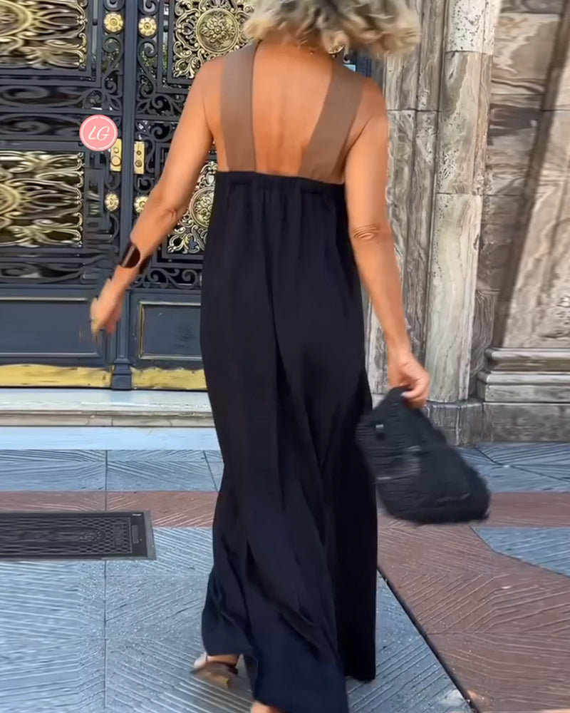 Harper | Elegant Halter Crossover Maxi Dress With Backless Design