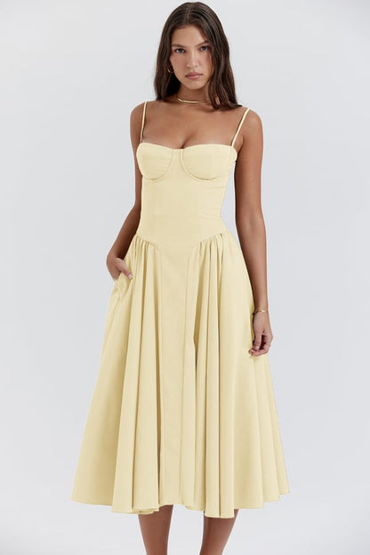 Clara | Elegant Structured Bustier Midi Dress