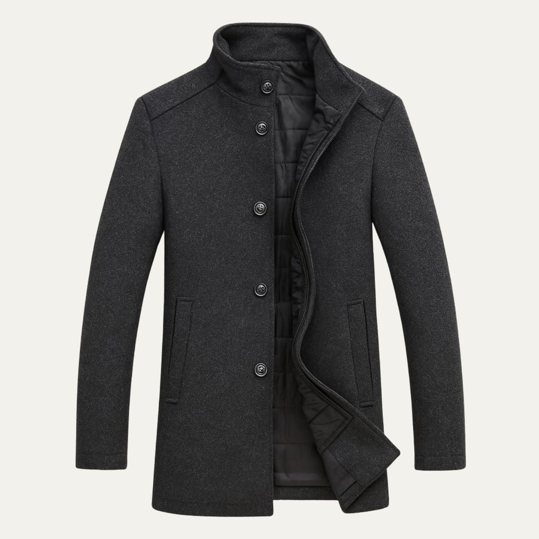 Serena | Elegant Brown Wool Overcoat With Button Front