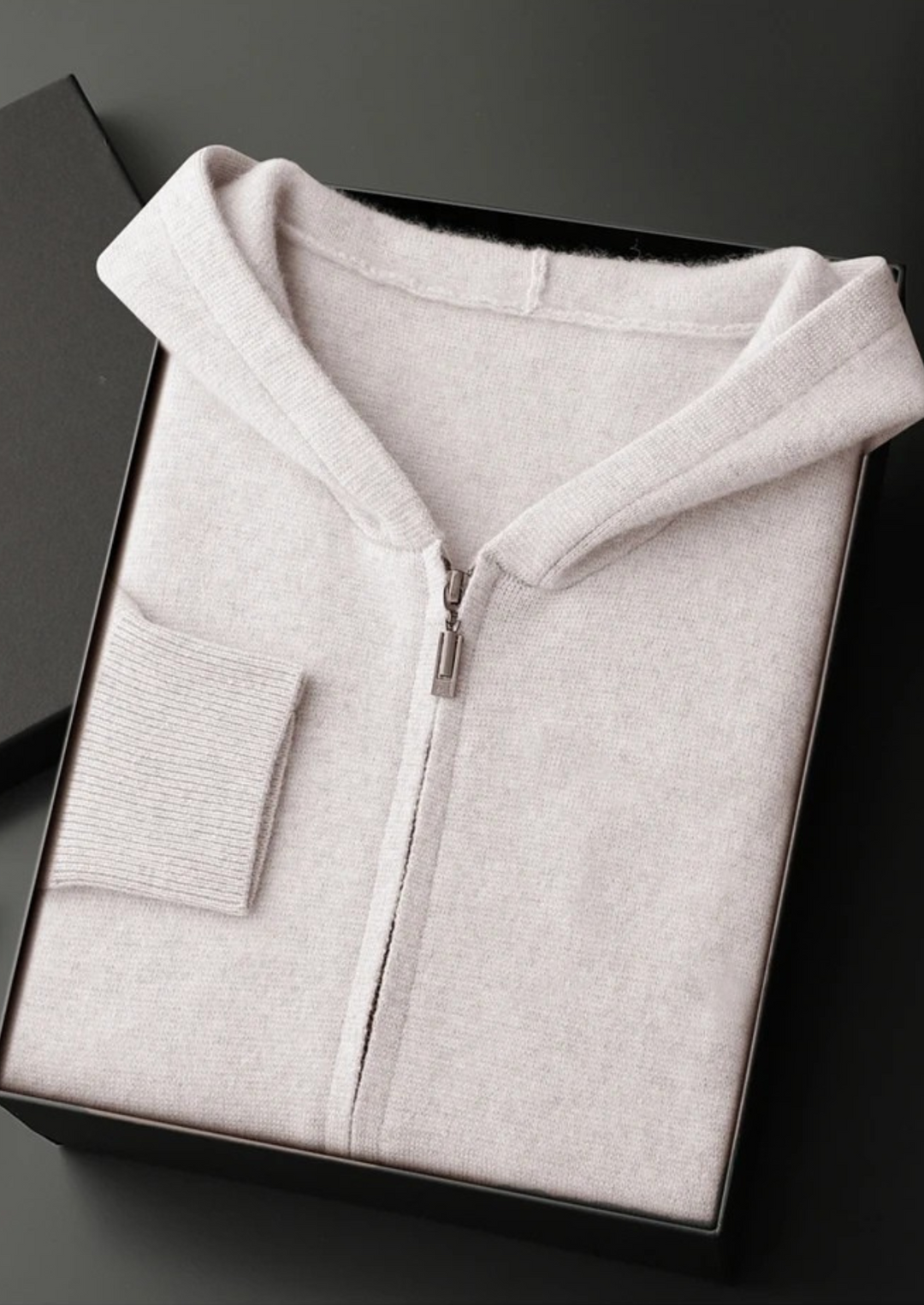 Tobias | Premium Cashmere Zip Up Hoodie Men - Charcoal