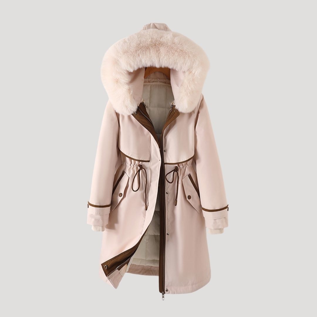 Faye | Elegant Long Waterproof Faux Fur Hood Winter Parka Coat