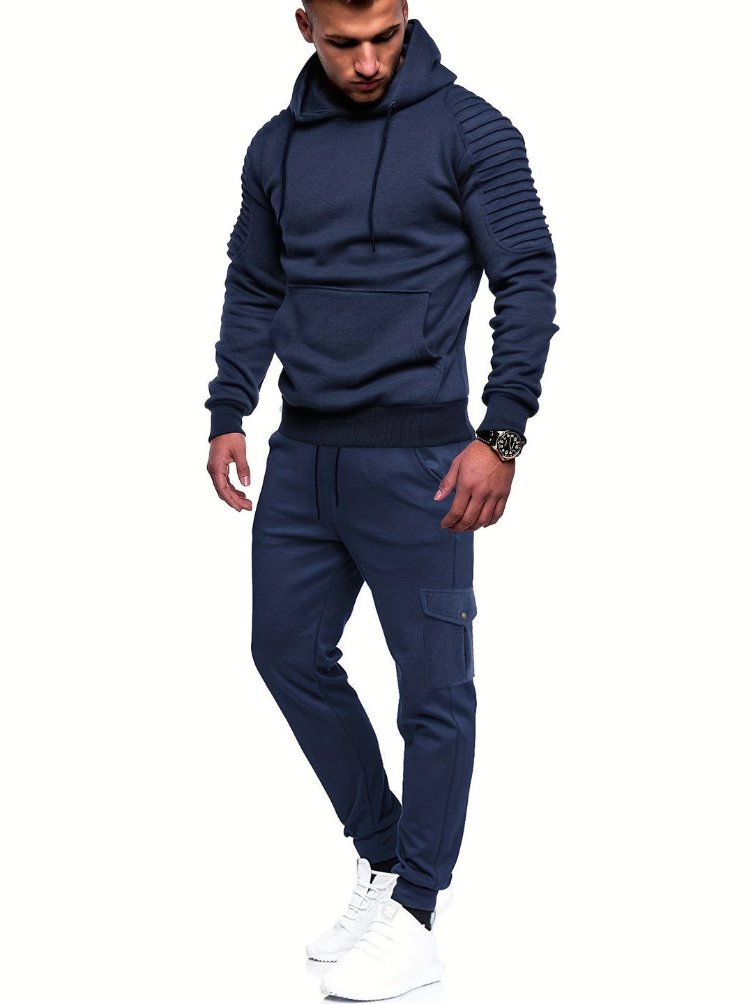 Eva | Stylish Men's Hooded Tracksuit Set With Pleated Shoulders