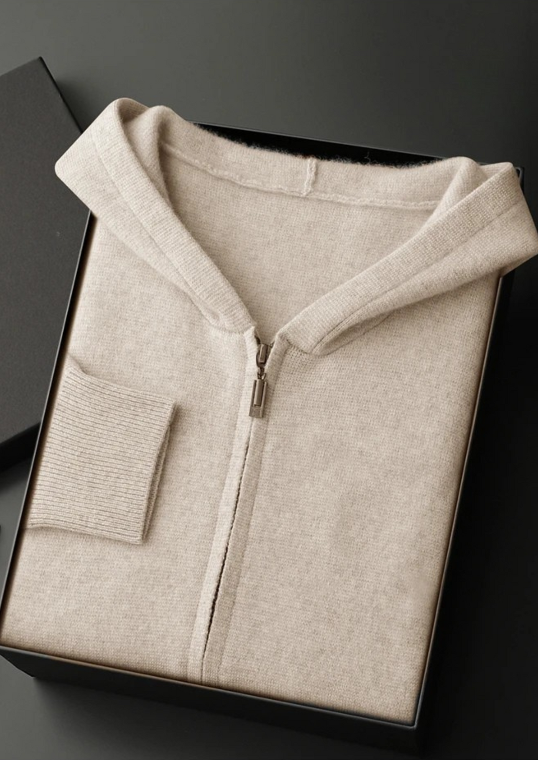 Tobias | Premium Cashmere Zip Up Hoodie Men - Charcoal
