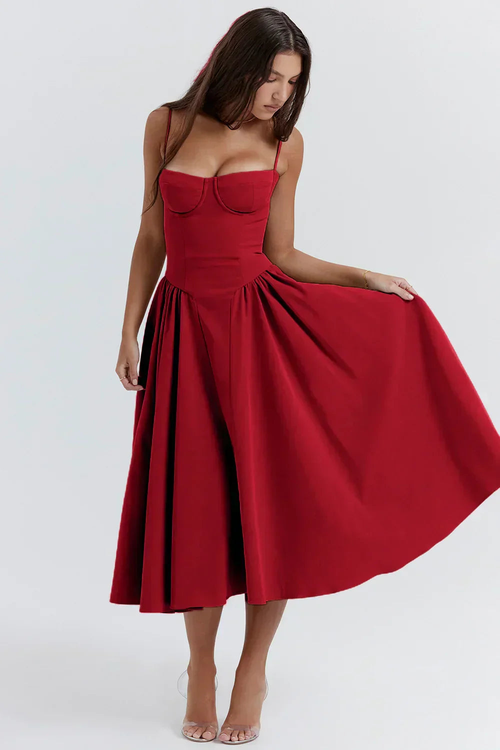 Clara | Elegant Structured Bustier Midi Dress