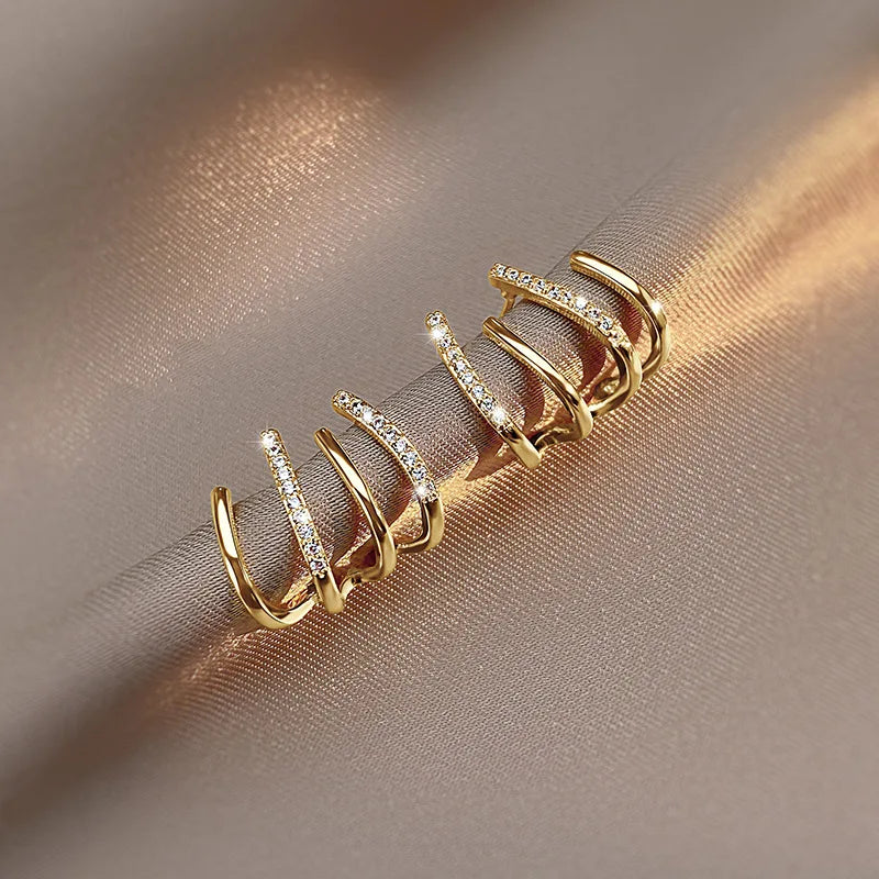 Beatriz | Elegant Gold Crystal Hoop Earrings With Rhinestone Details