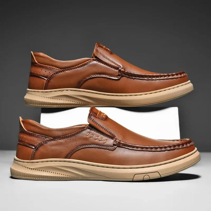 Carter | Sleek Brown Leather Slip-On Loafers For Men