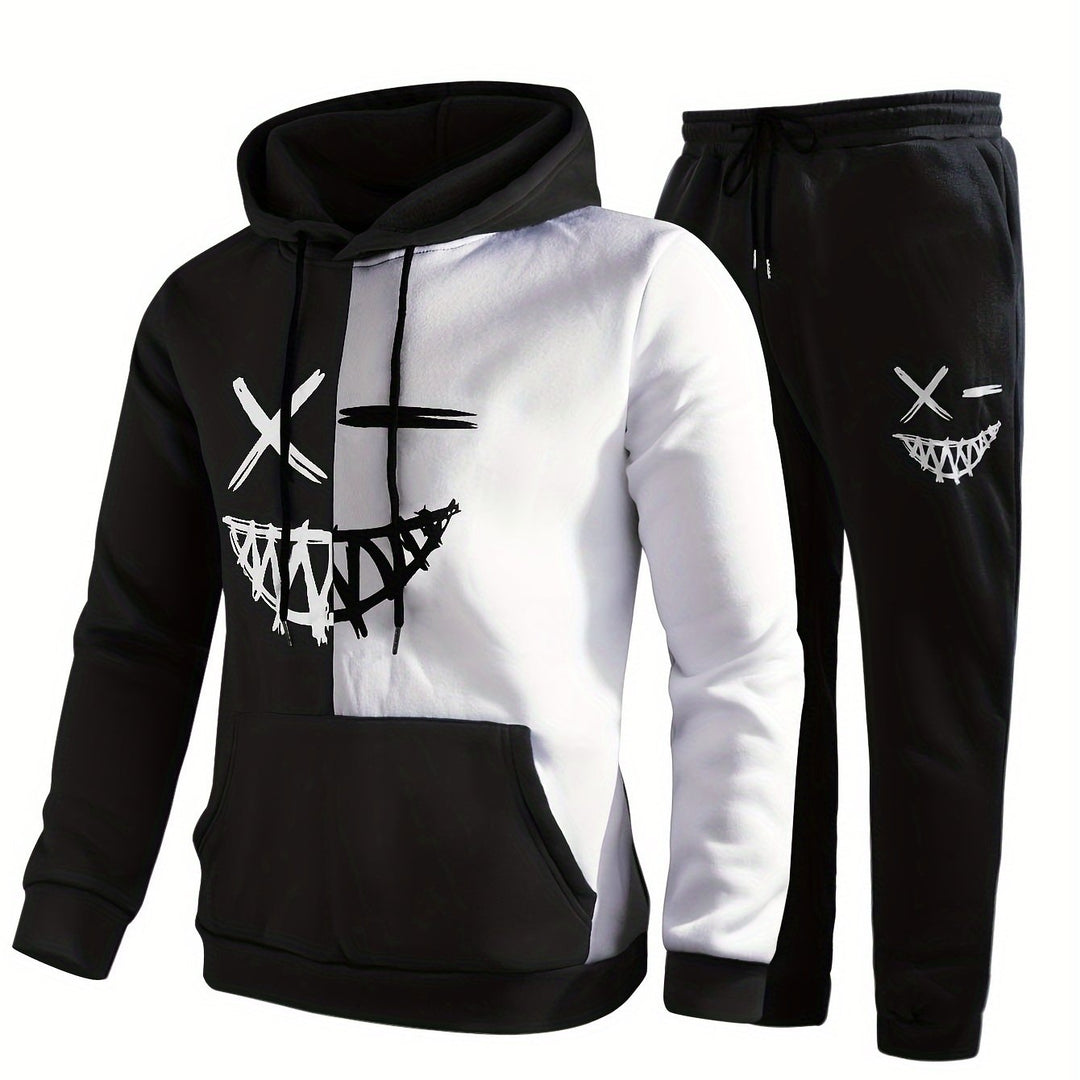 Damien | Stylish Color Block Hoodie And Jogger Set With Graphic Design
