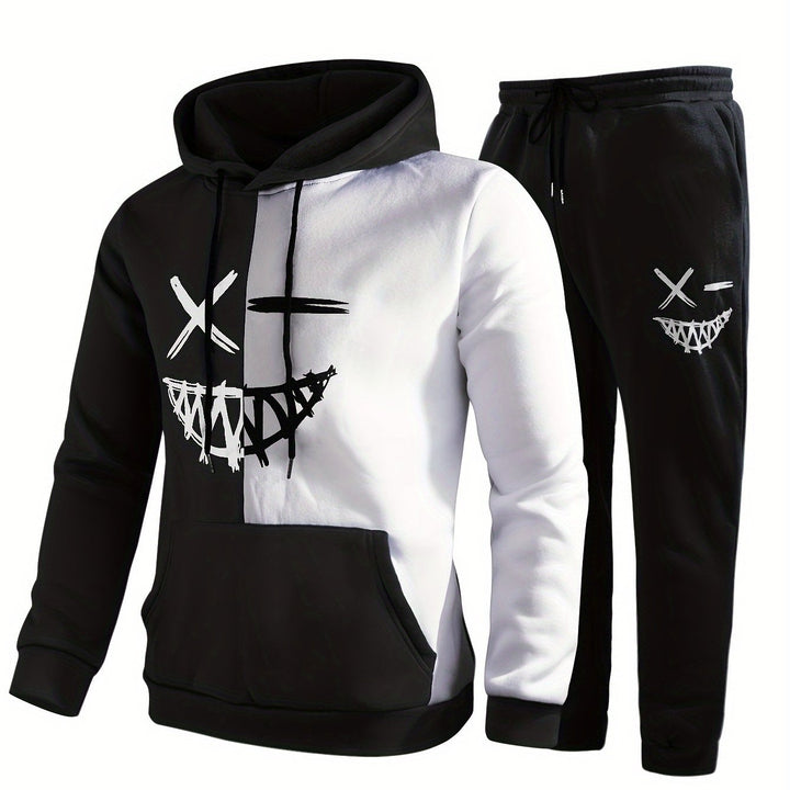 Damien | Stylish Color Block Hoodie And Jogger Set With Graphic Design