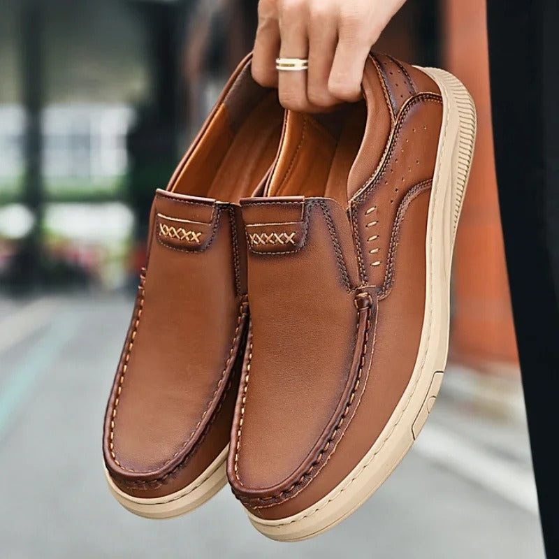 Carter | Sleek Brown Leather Slip-On Loafers For Men