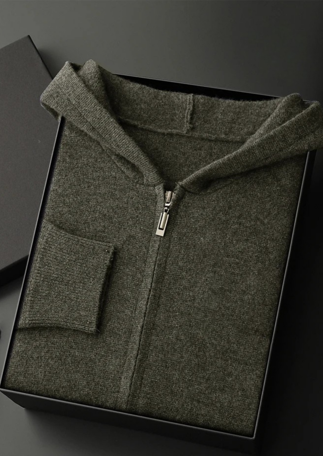 Tobias | Premium Cashmere Zip Up Hoodie Men - Charcoal