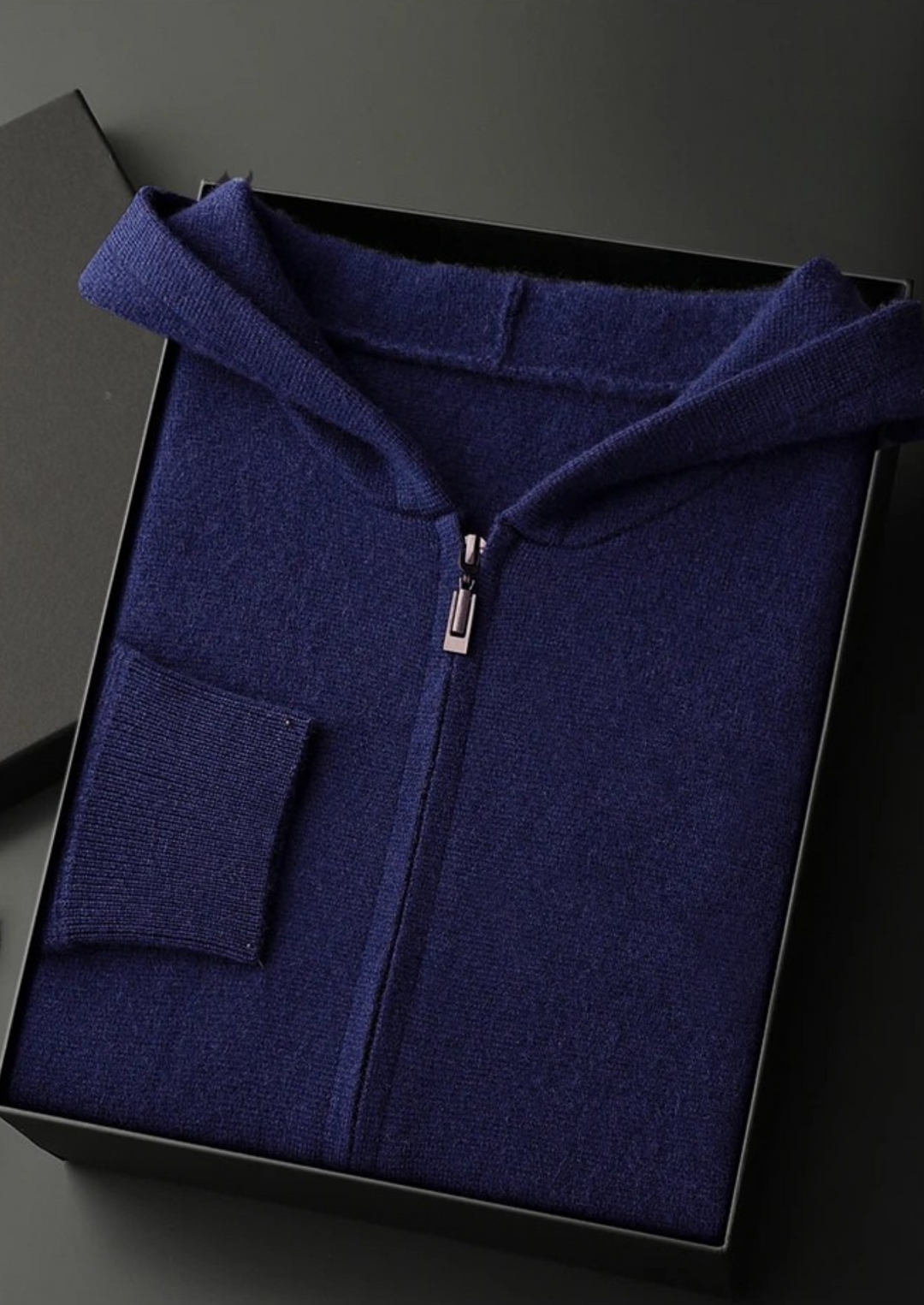 Tobias | Premium Cashmere Zip Up Hoodie Men - Charcoal