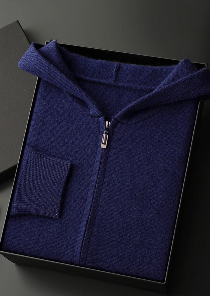 Tobias | Premium Cashmere Zip Up Hoodie Men - Charcoal
