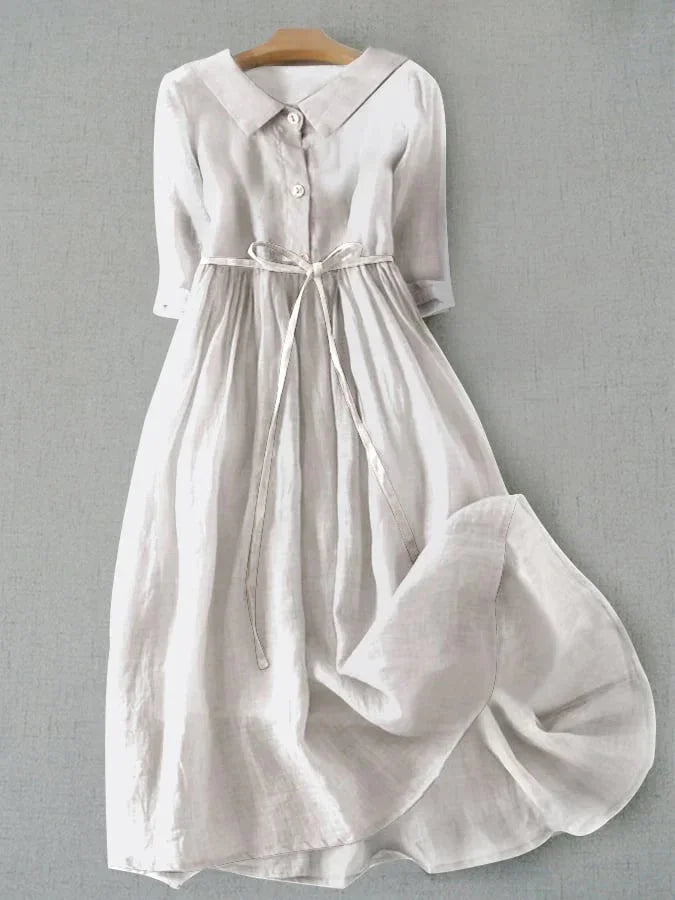 Tess | Elegant Cotton Shirt Dress With Three Quarter Sleeves