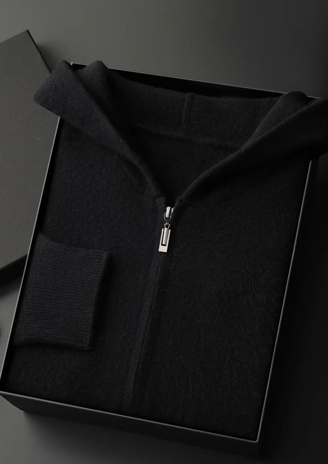 Tobias | Premium Cashmere Zip Up Hoodie Men - Charcoal