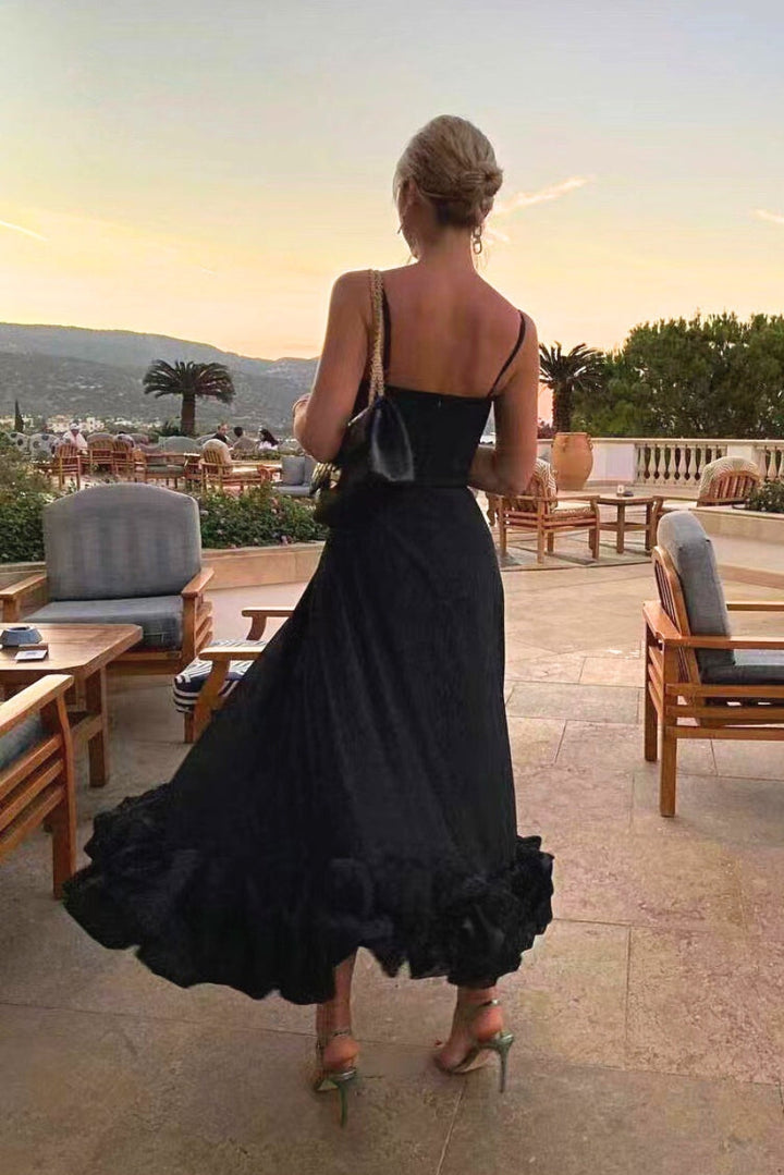 Lily | Elegant Ruffle Spaghetti Strap A-Line Dress