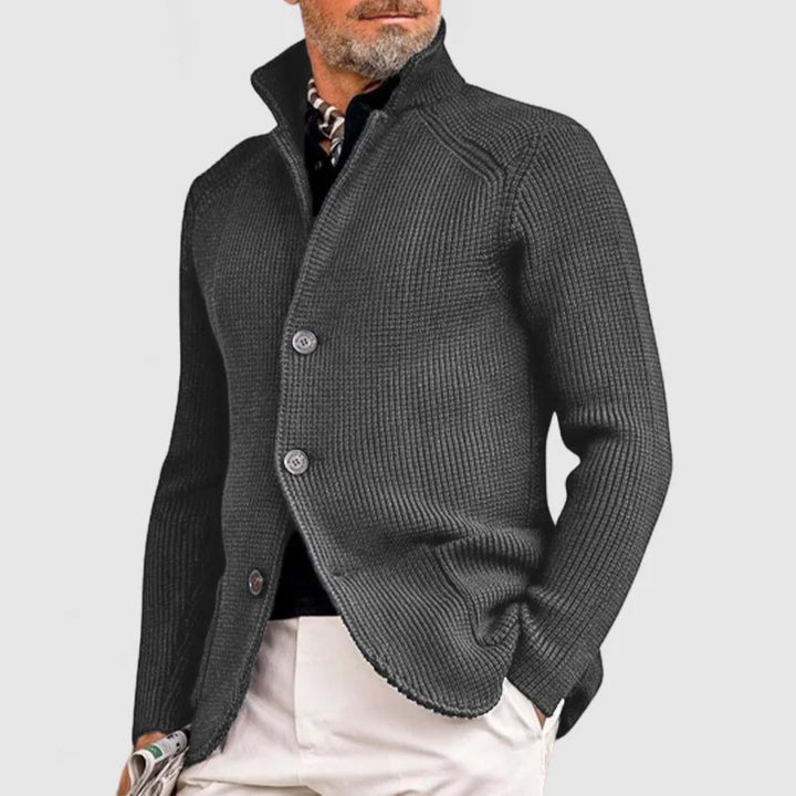 Eddie | Stylish Button-Up Ribbed Knit Cardigan For Men