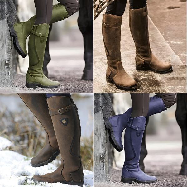 Delyra | Elegant Knee-High Leather Riding Boots Women