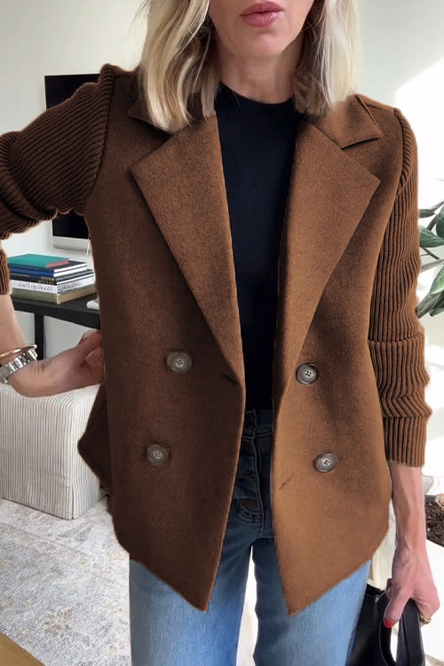 Elena | Chic Double-Breasted Knit Sleeve Blazer