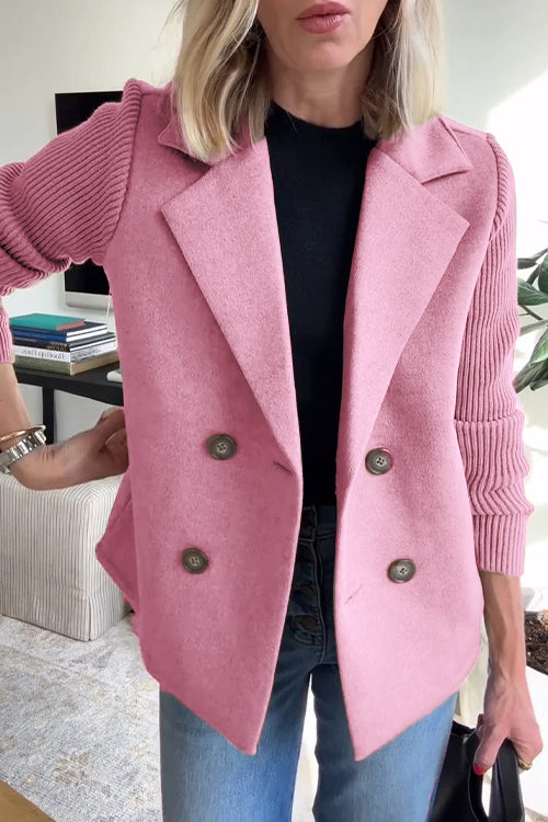 Rosalynn | Chic Double Breasted Knit Sleeve Blazer