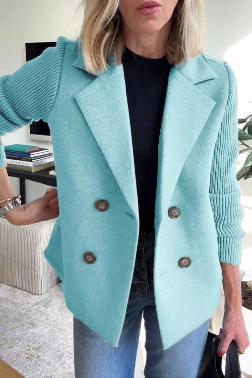 Rosalynn | Chic Double Breasted Knit Sleeve Blazer