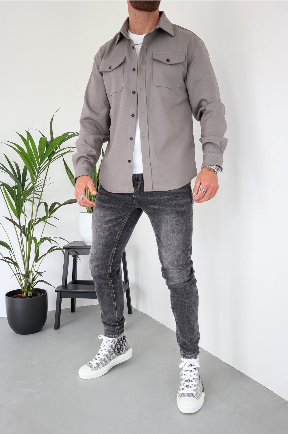 Sebastian | Stylish Long Sleeve Button Up Overshirt With Chest Pockets