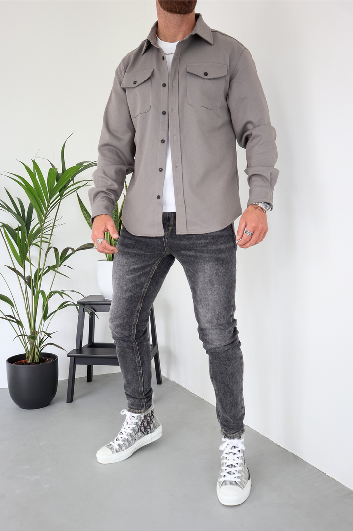 Sebastian | Stylish Long Sleeve Button Up Overshirt With Chest Pockets