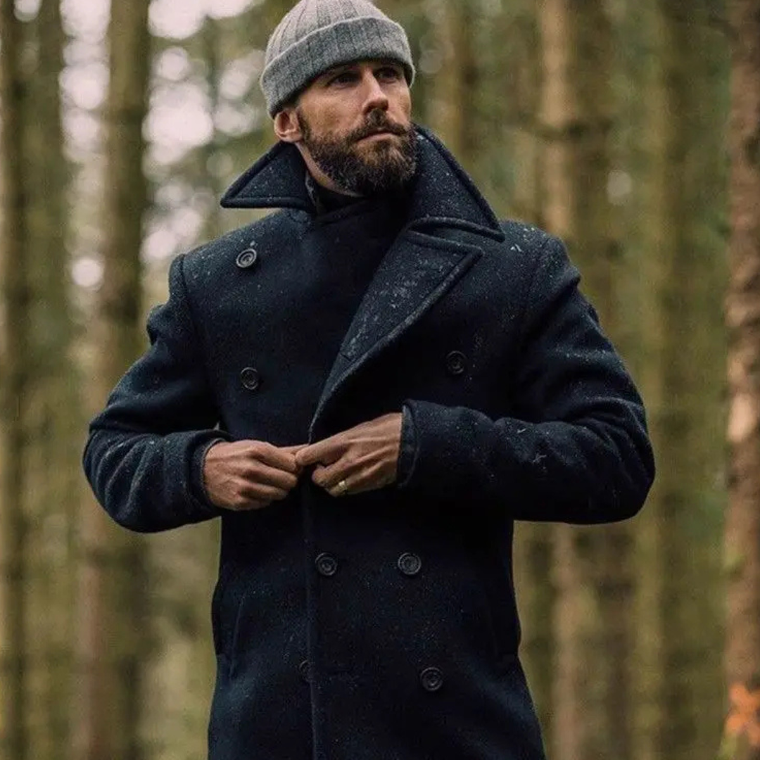 Serena | Elegant Double Breasted Wool Peacoat For Men