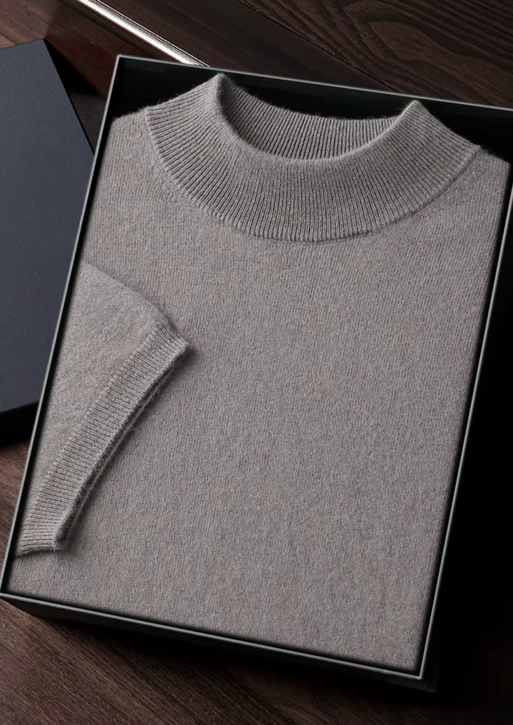Anastasia | Elegant Mock Neck Short Sleeve Cashmere Sweater