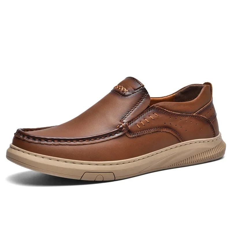 Carter | Sleek Brown Leather Slip-On Loafers For Men