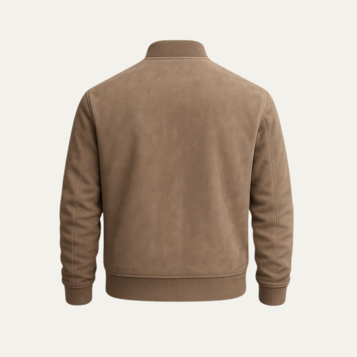 Phoebe | Elegant Suede Bomber Jacket With Ribbed Collar