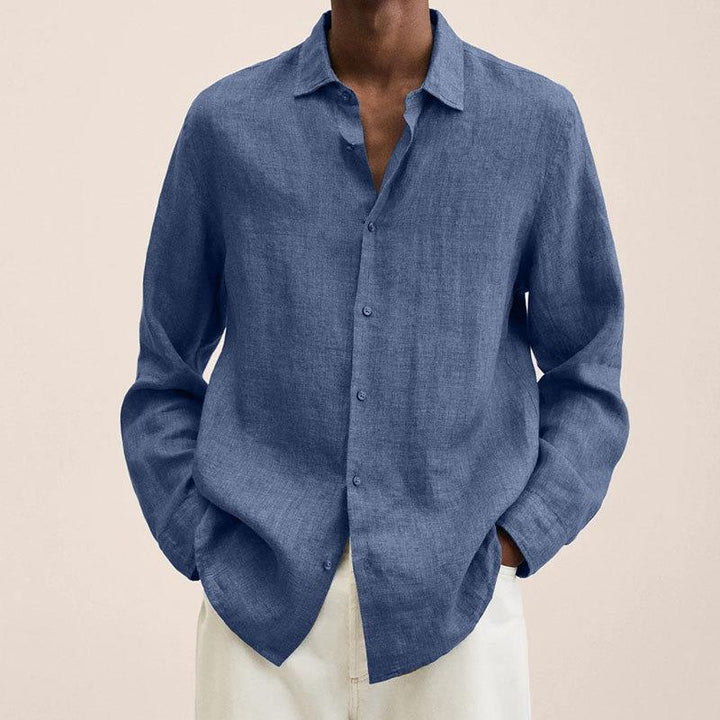 Hunter | Elegant Long Sleeve Button-Up Linen Shirt For Men