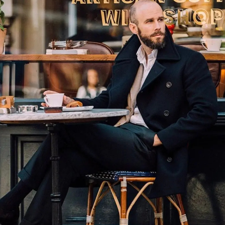 Serena | Elegant Double Breasted Wool Peacoat For Men