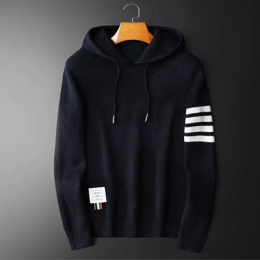 Eloise | Stylish Hooded Knit Sweater With Contrast Stripes